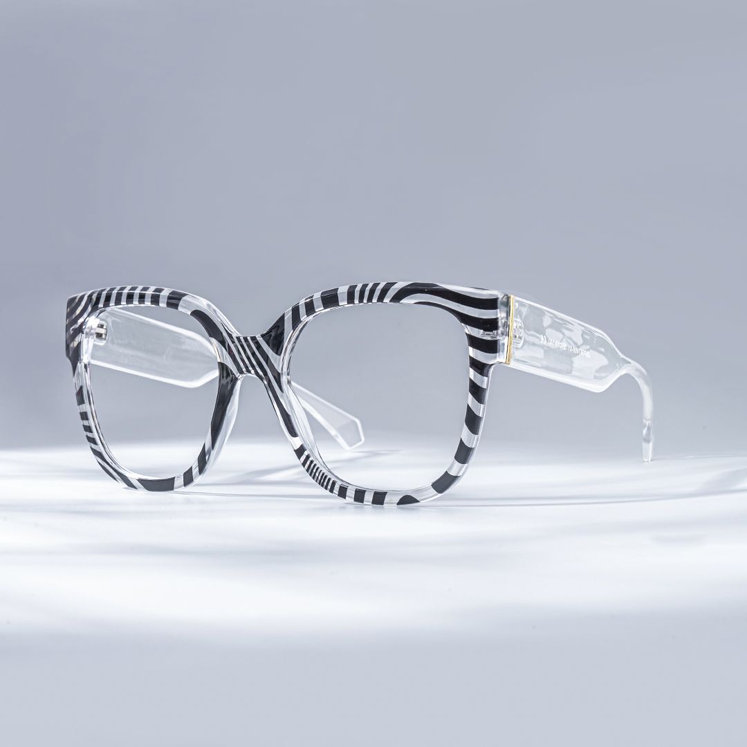 Trisha Schwarz-Weiß Quadratisch Brille0