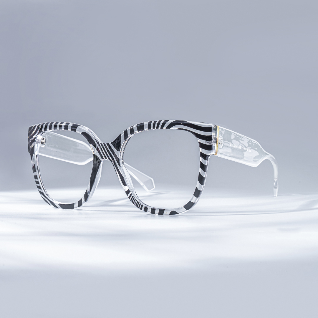 Trisha Schwarz-Weiß Quadratisch Brille1