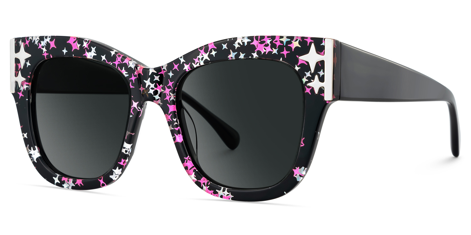 Minfia Schwarz-Sternmuster Quadratisch Brille2