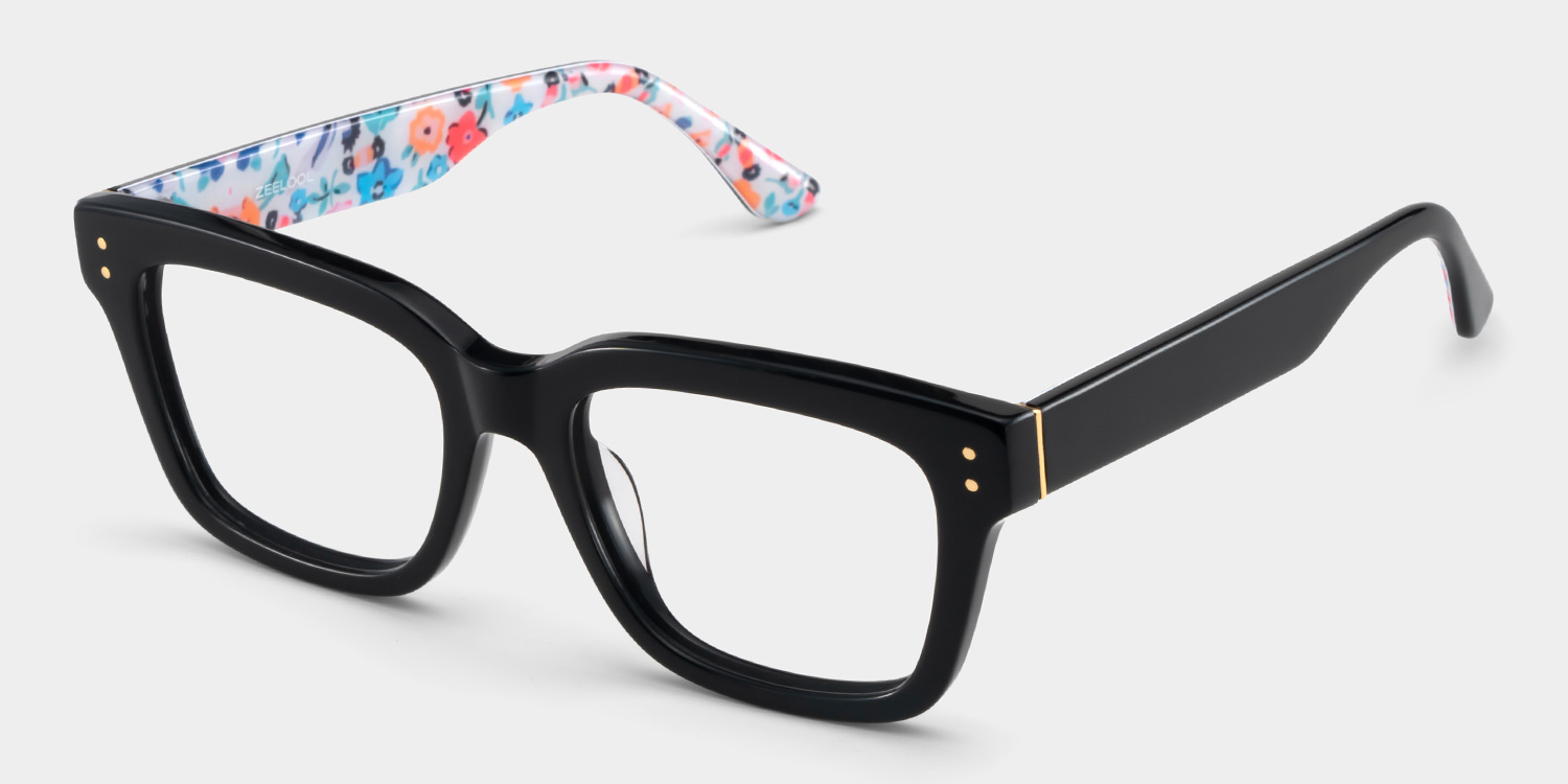 Zinnia Schwarz Rechteckig Brille2
