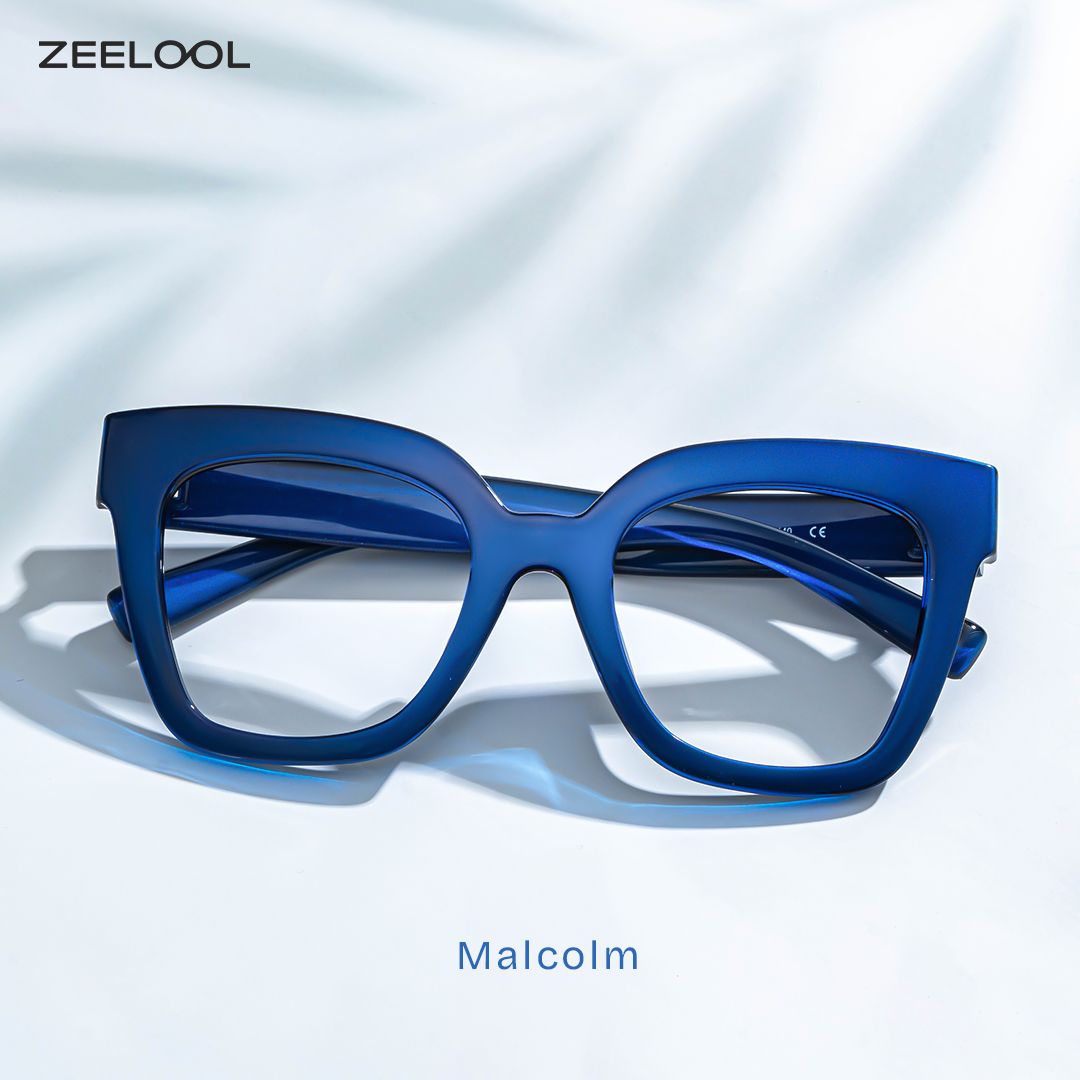Malcolm Blau Quadratisch Kunststoff Brille0