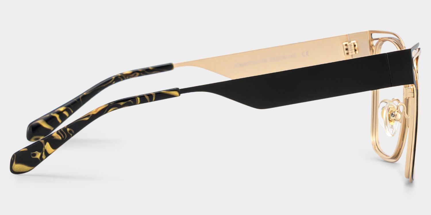 Dacarine Schwarz-Gold Quadratisch Metall Brille5