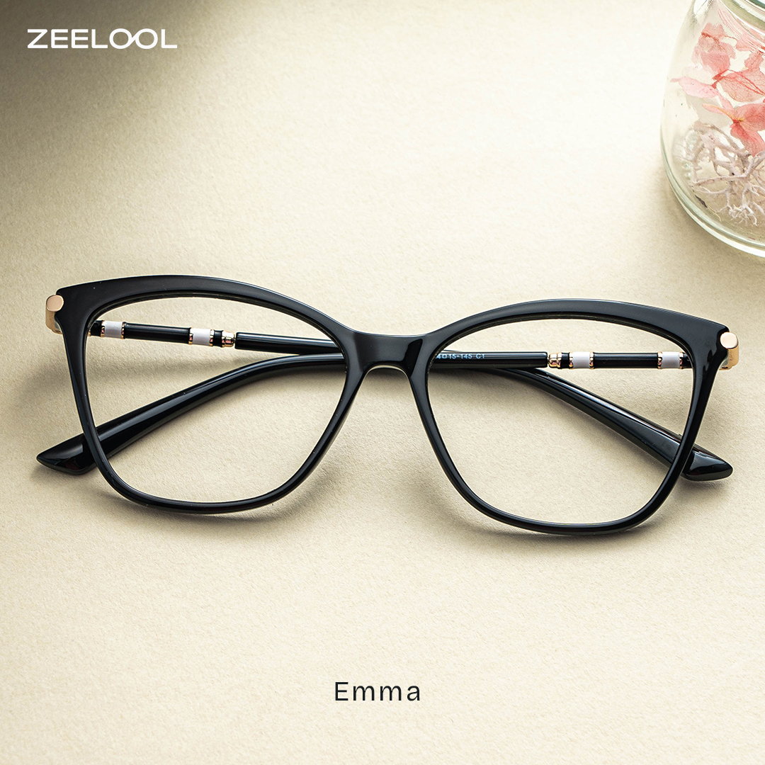 ZEELOOL Emma Schwarz Quadratisch Brille