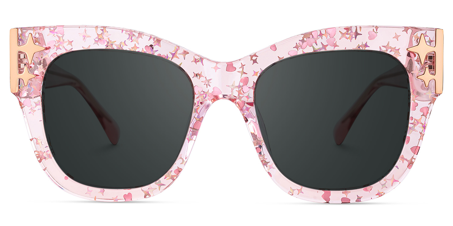Minfia Rosa Kristall Quadratisch Brille gutes Bild