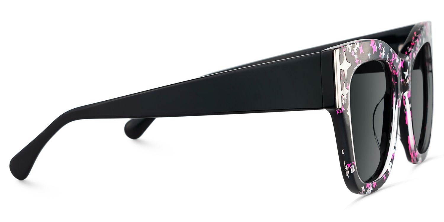 Minfia Schwarz-Sternmuster Quadratisch Acetat Brille3