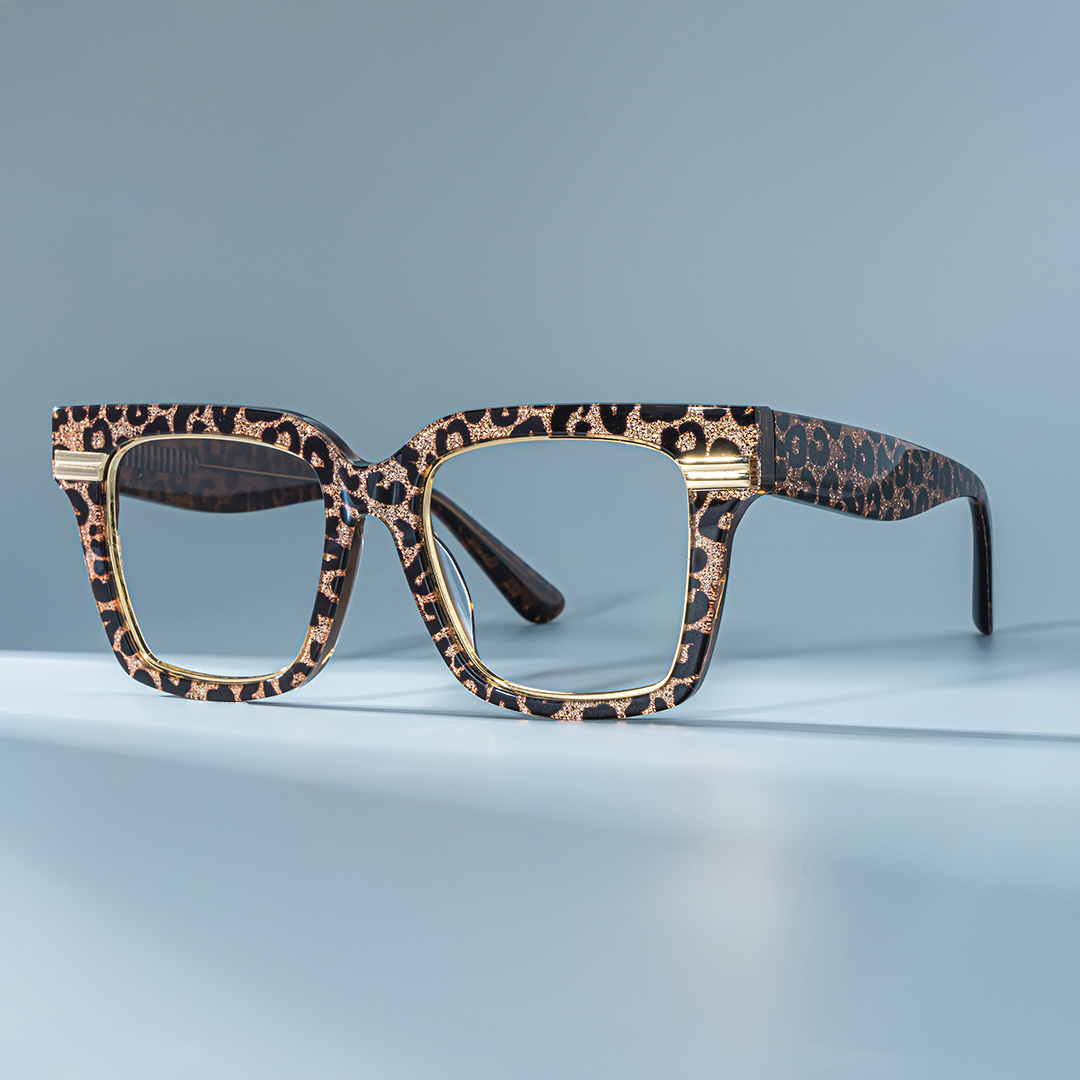 ZEELOOL Taylor Braun-Leo Quadratisch Brille