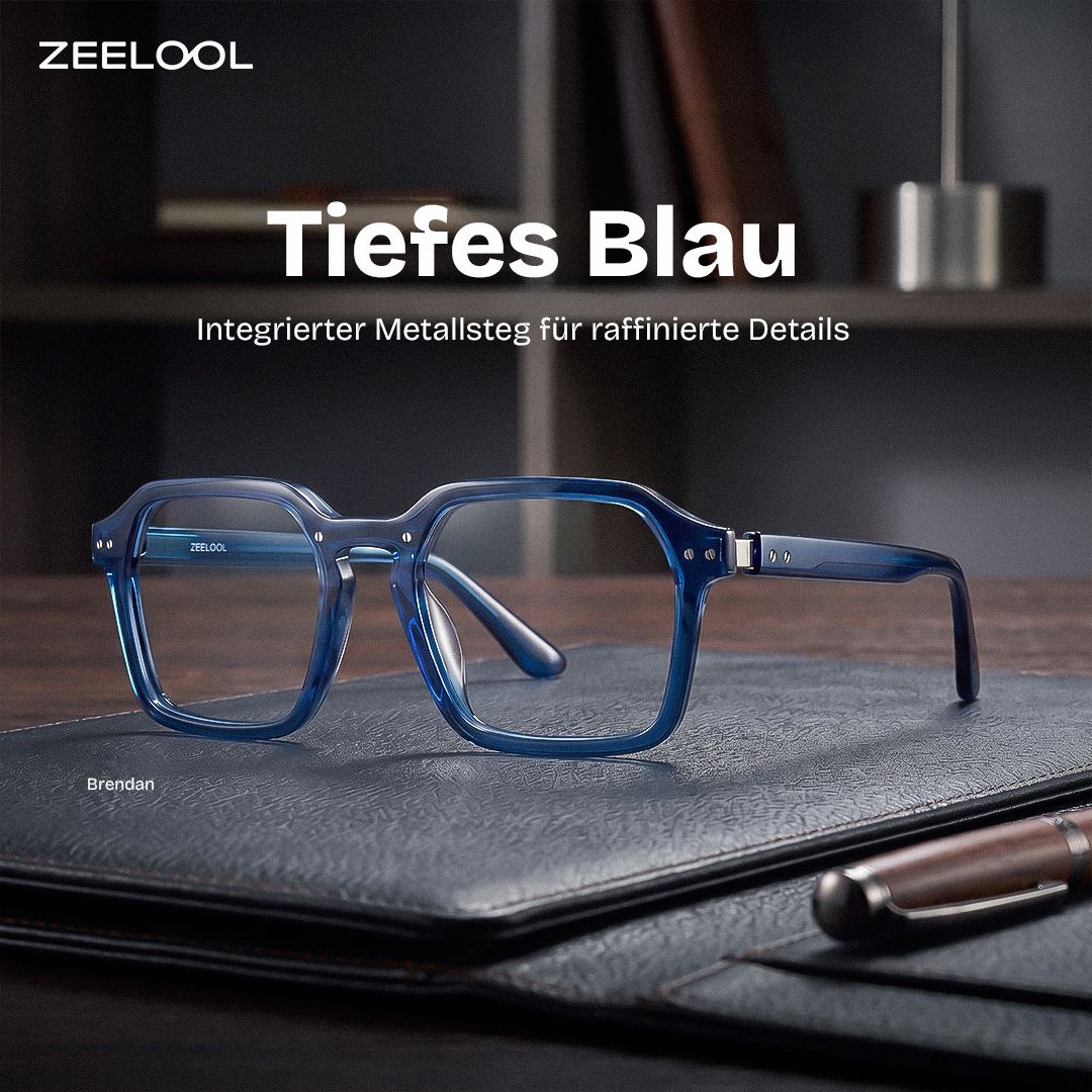 Brendan Blaue Geometrische Brille für Herren | ZEELOOL0