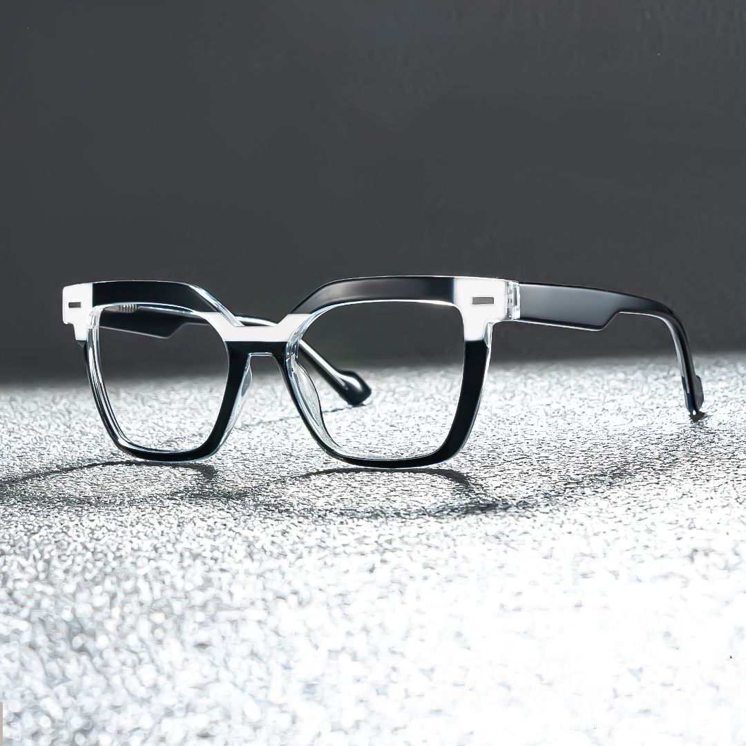 Nidia Schwarz-Weiß Quadratisch TR90 Brille0