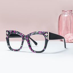 Minfia Schwarz-Sternmuster Quadratisch Brille0