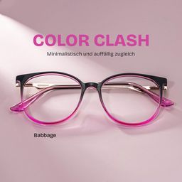 Babbage Schwarz-Lila Rund Brille0