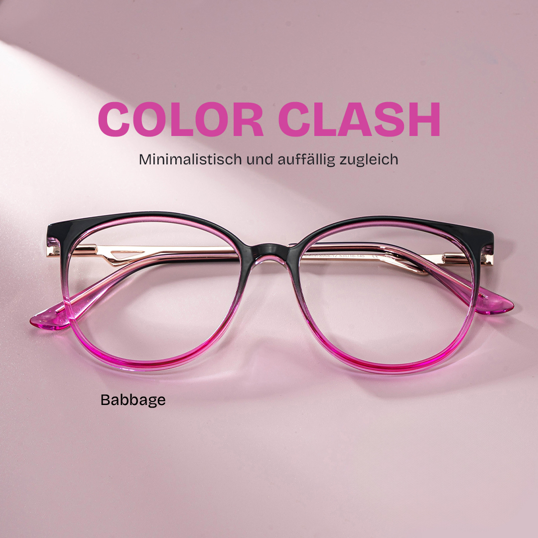 ZEELOOL Babbage Schwarz-Lila Rund Brille