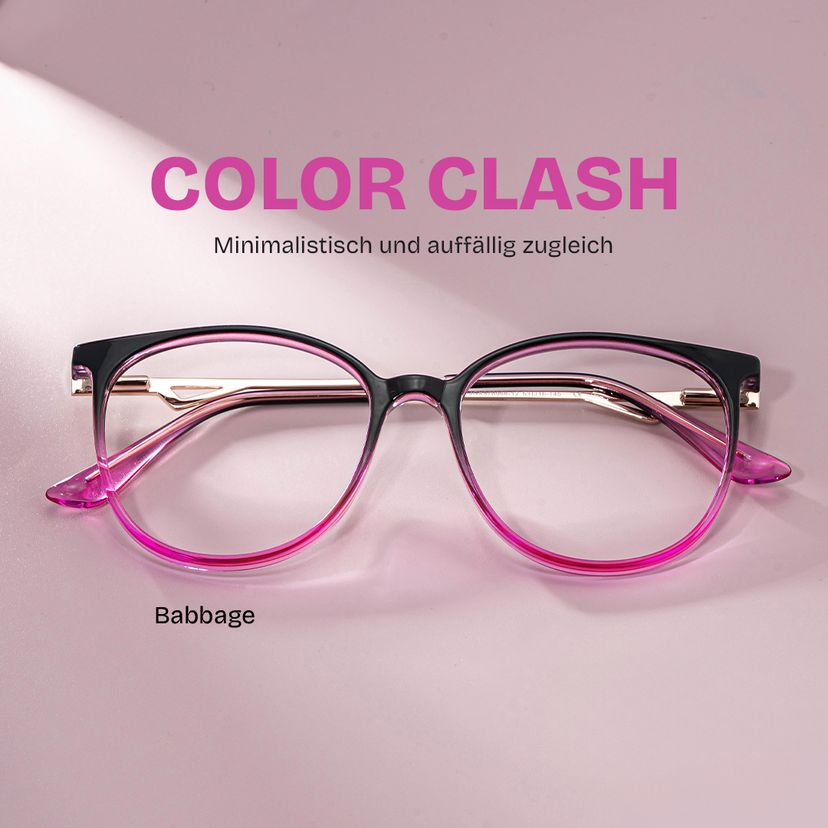 Babbage Schwarz-Lila Rund Brille