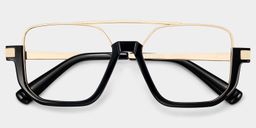 Oromiya Schwarz-Gold Pilot Brille1