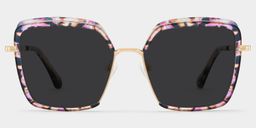 Chris Lila-Blumendruck Quadratisch Sonnenbrille0