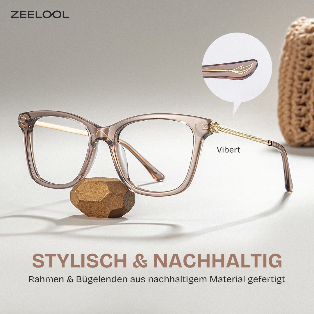 Vibert Braune Rechteck-Brille mit Materialmix-Gestell für Damen | ZEELOOL0