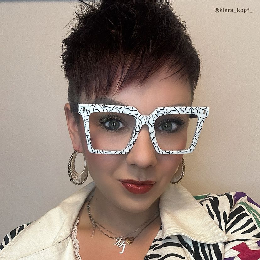 Pierre Weiß-Blumendruck Quadratisch Brille