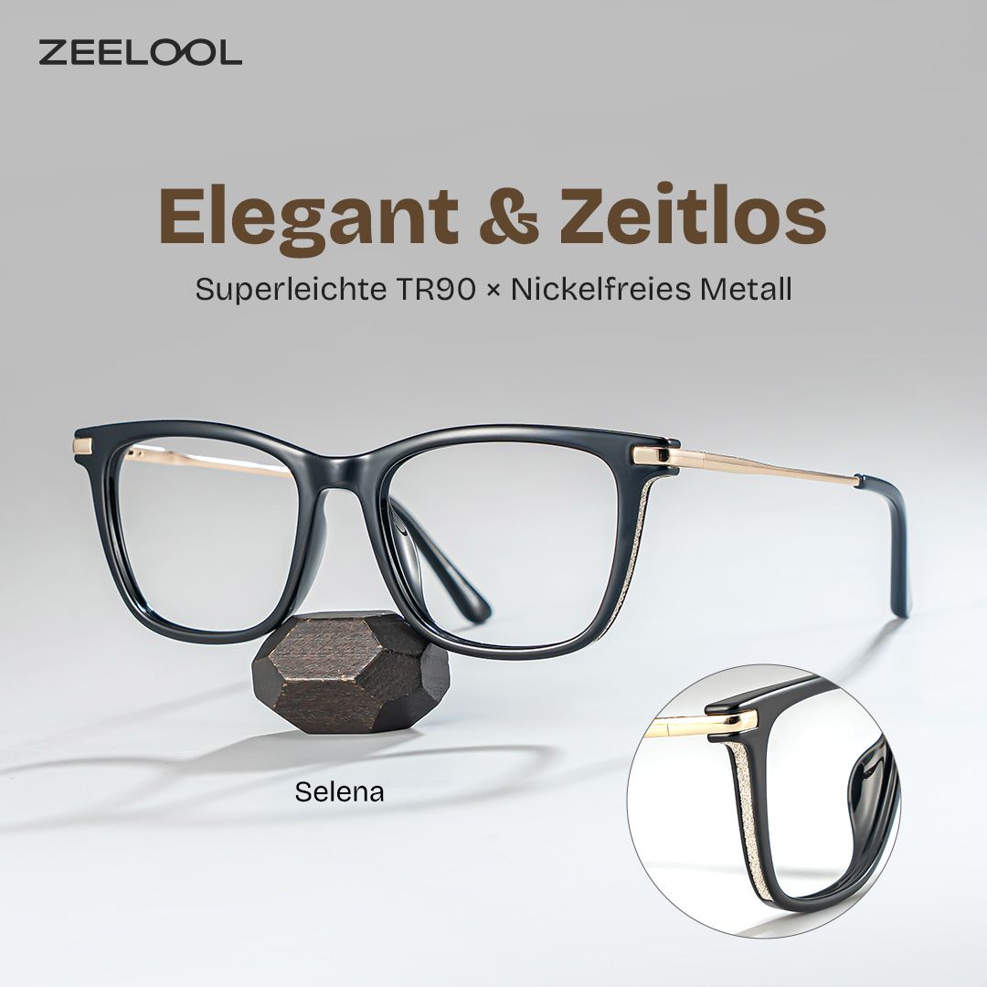 Selena Schwarz Rechteckig Brille0