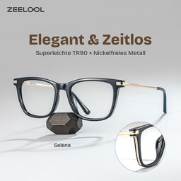 Selena Schwarz Rechteckig Brille0