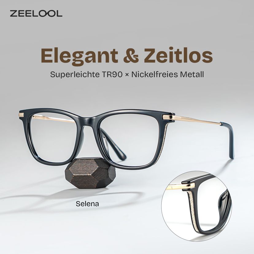 Selena Schwarz Rechteckig Brille