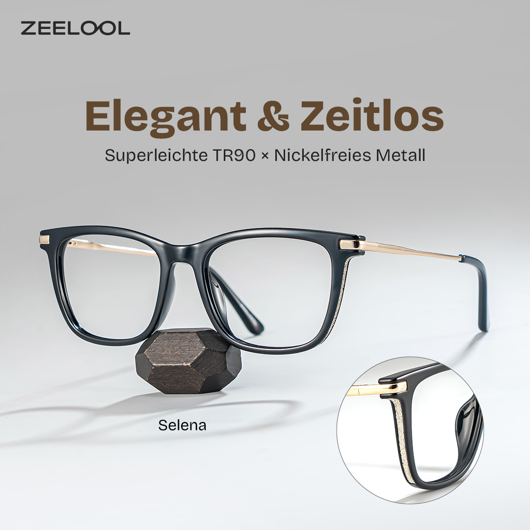 Selena Schwarz Rechteckig Brille0