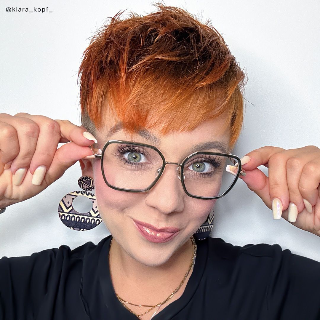 Sophie Grüne Geometrische Brille mit Materialmix-Gestell für Damen | ZEELOOL7