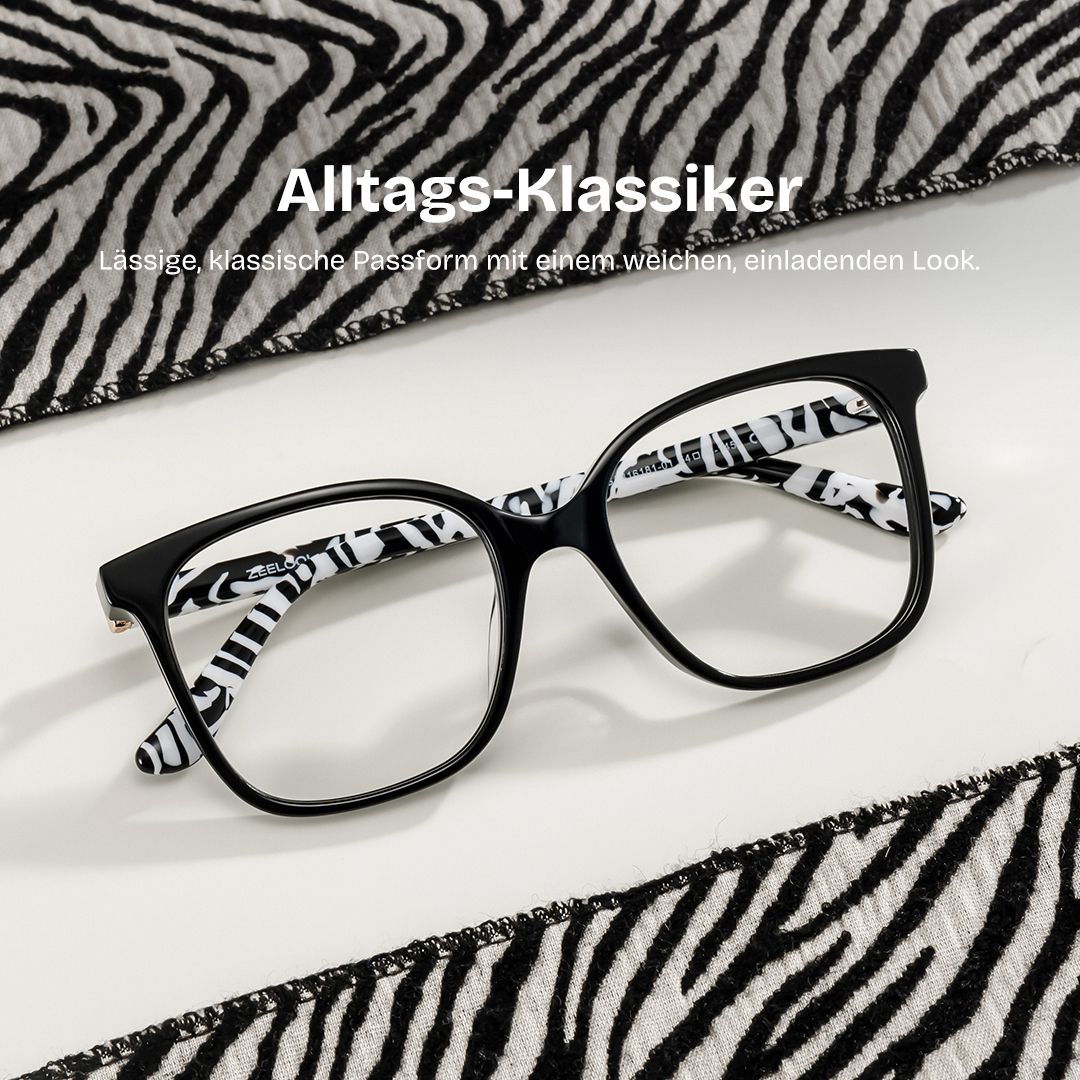 Günstige Caroline Brille mit dünnem, schwarzem Quadratrahmen | ZEELOOL2
