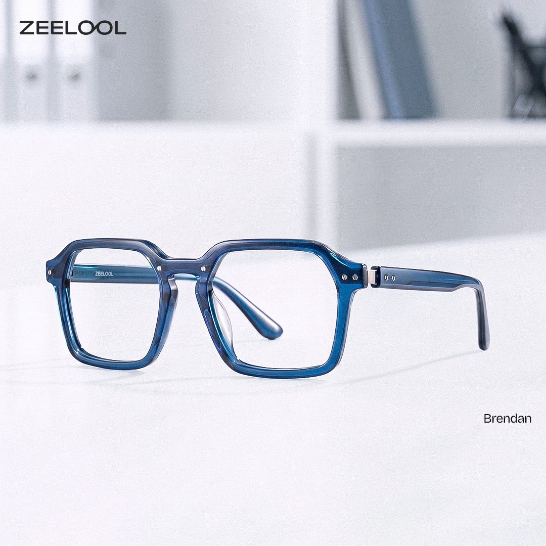 Brendan Blaue Geometrische Brille für Herren | ZEELOOL2