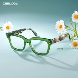 Zinnia Grün Rechteckig Brille0