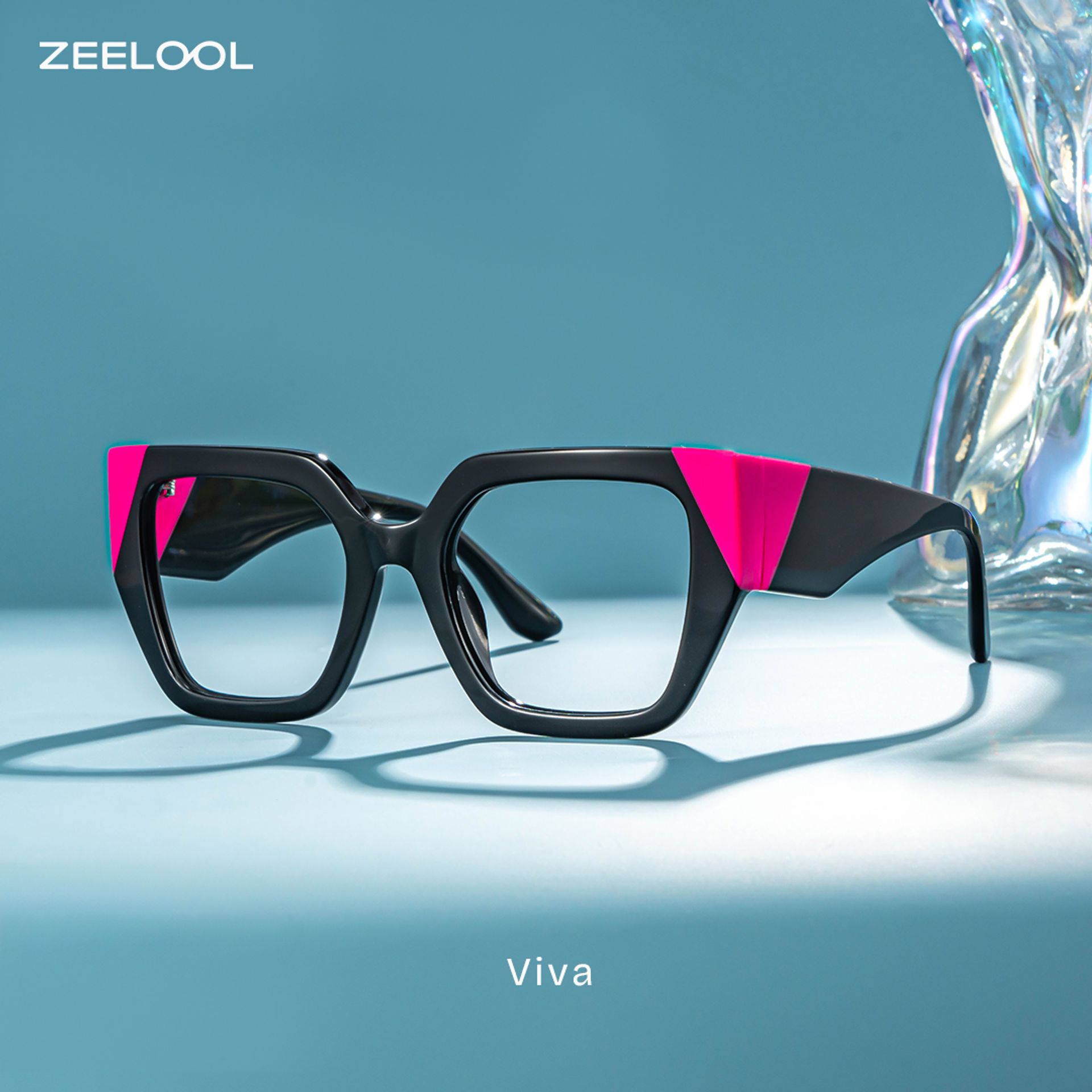 Viva Schwarz Quadratisch Brille0