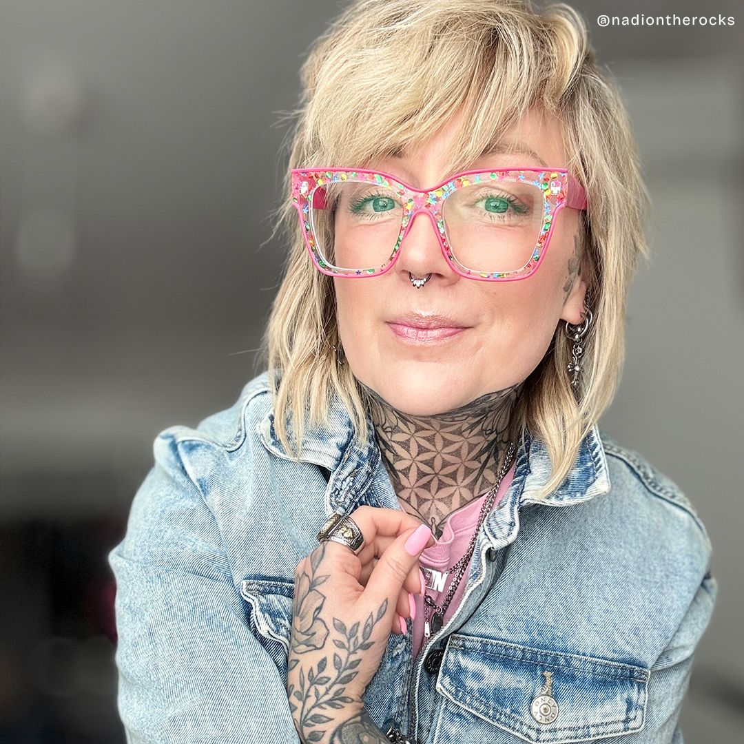 Zerica Rosa-Rot Quadratisch Acetat Brille8