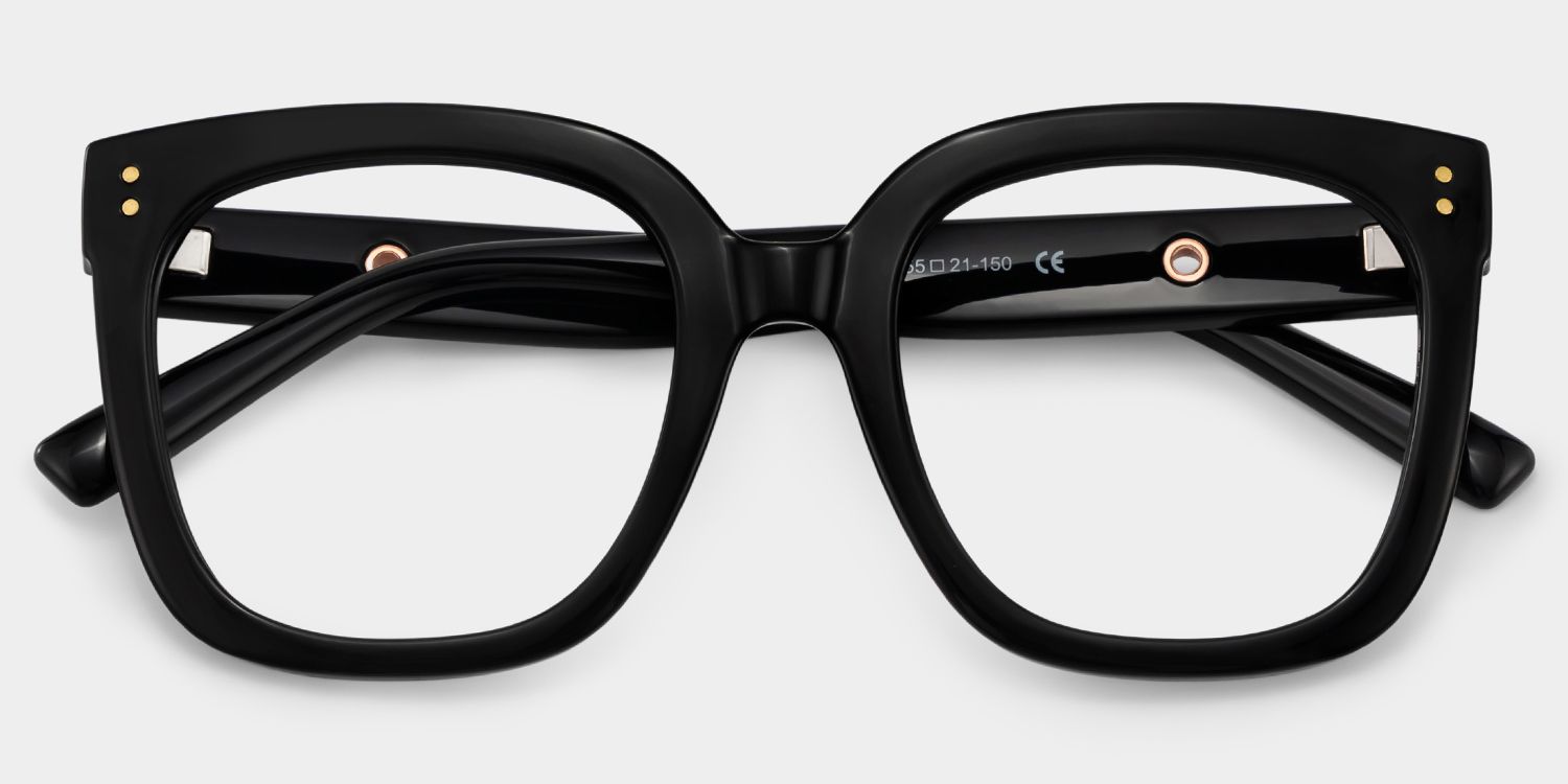 Ebony Schwarz Quadratisch Brille1