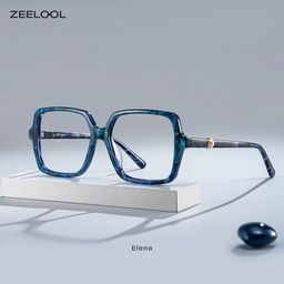Elena Blau-Tortoise Quadratisch Brille3