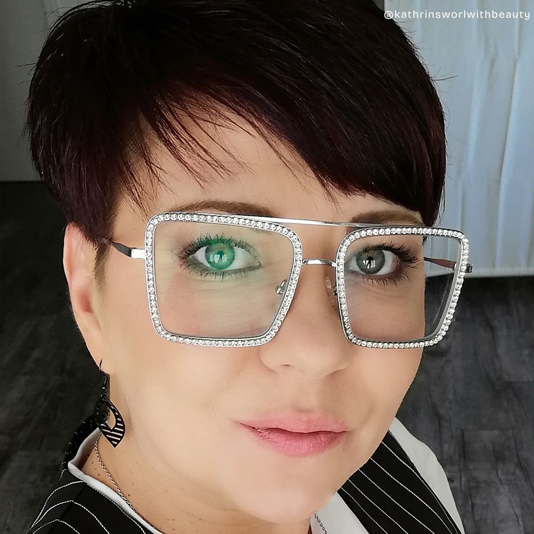 Diva Silber Quadratisch Metall Brille10