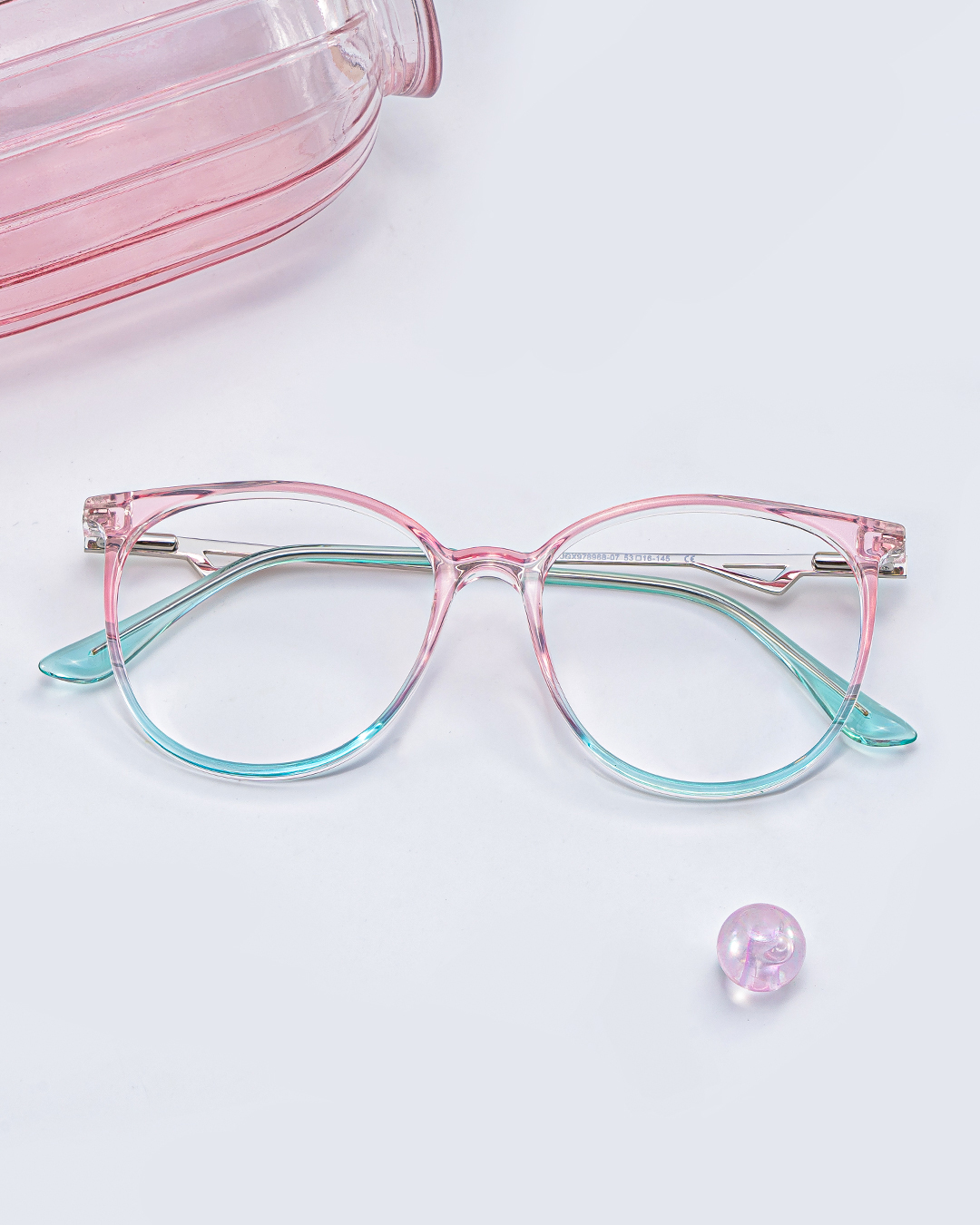 Babbage Rosa-Grün Rund Brille0