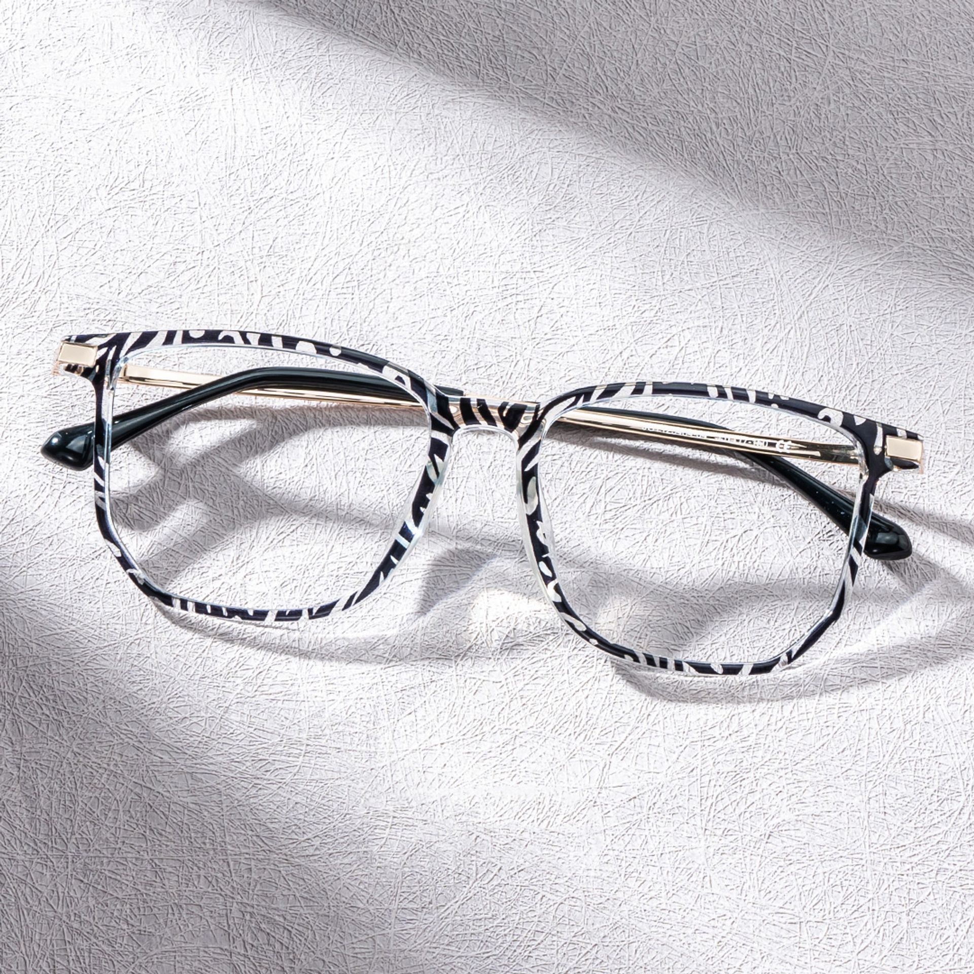 Fezell Schwarz-Weiß Rechteckig TR90 Brille1