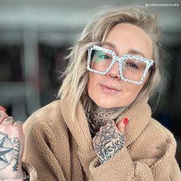 Pierre Weiß-Blumendruck Quadratisch Brille6
