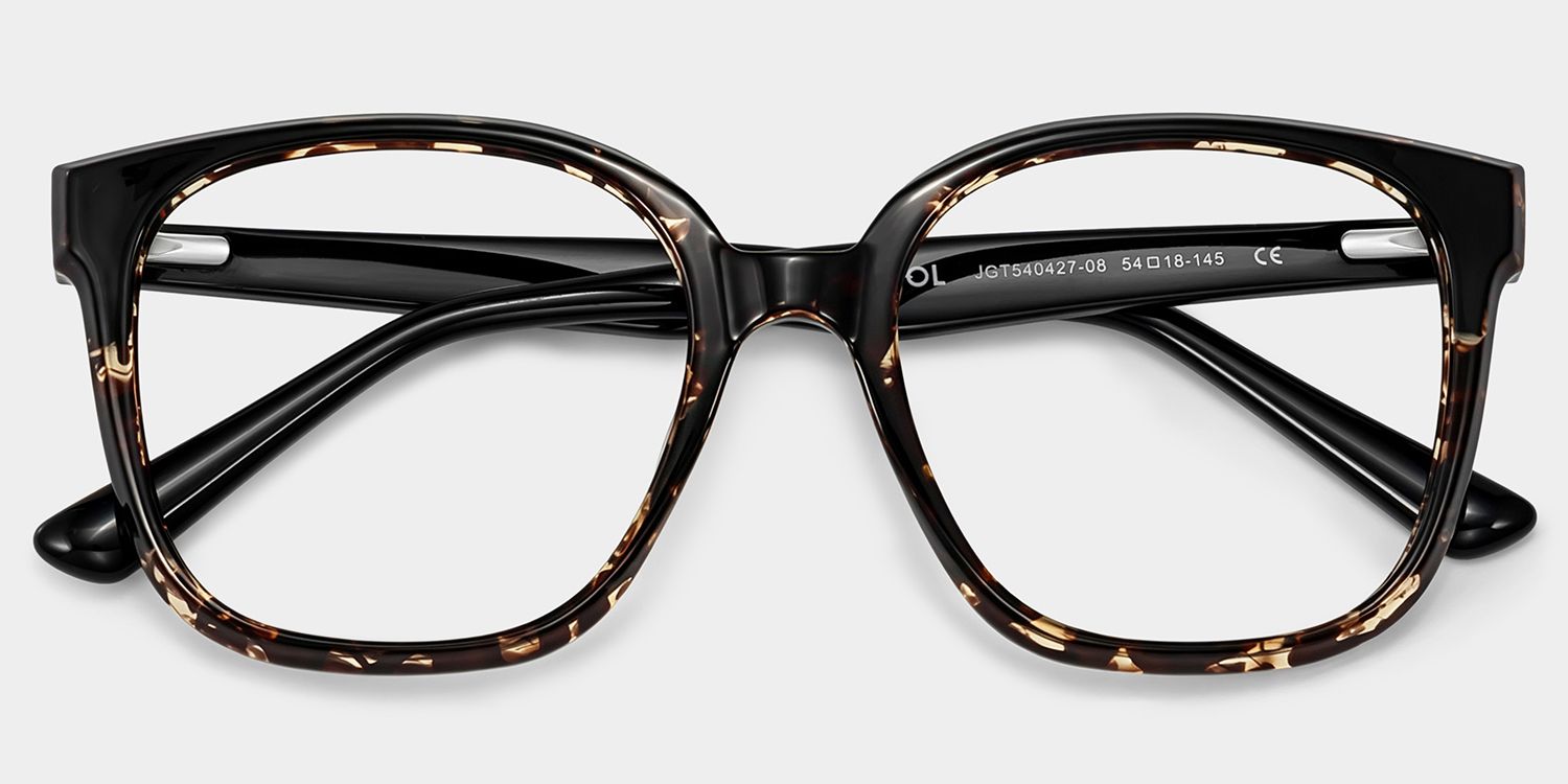 Siner Schwarz-Tortoise Quadratisch Brille2