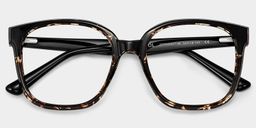 Siner Schwarz-Tortoise Quadratisch Brille2