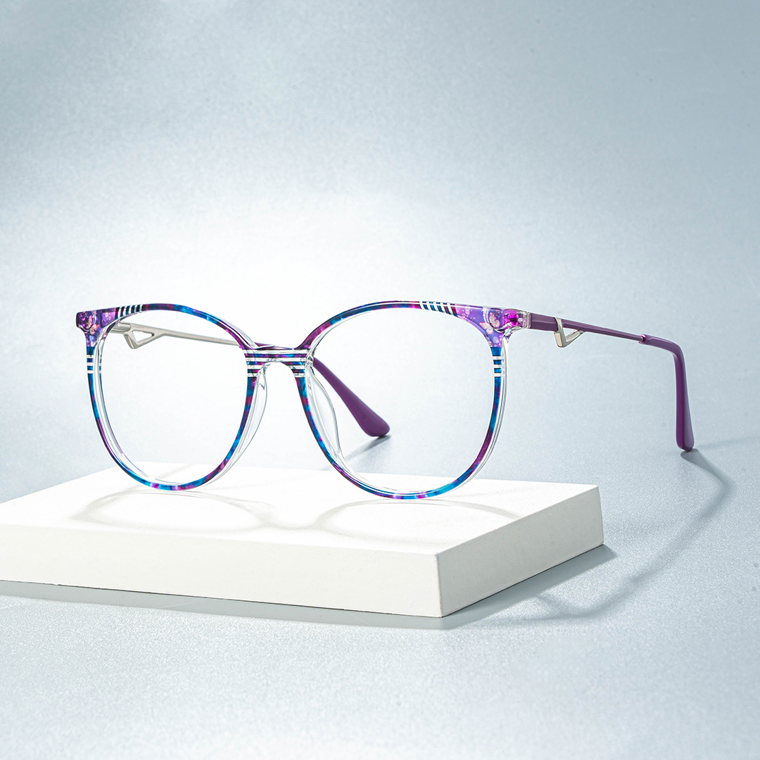 Babbage Blumendruck-Lila Rund Brille1