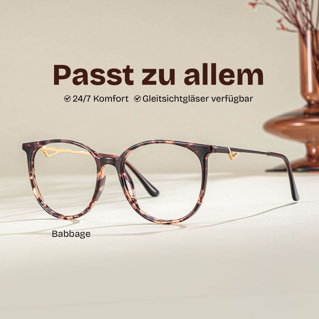 Babbage Schwarz-Tortoise Rund Brille0