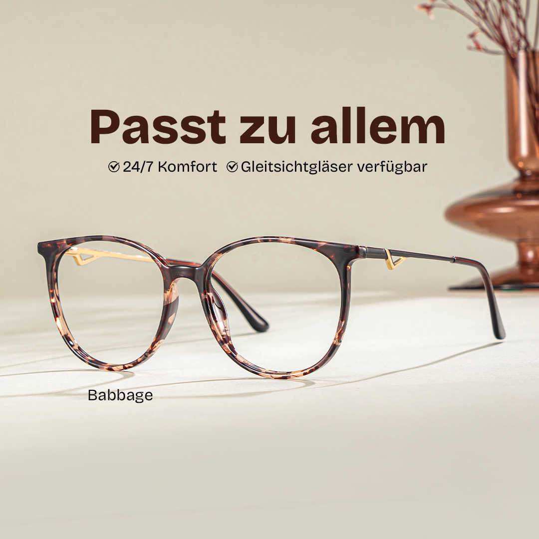 Babbage Schwarz-Tortoise Rund Brille0