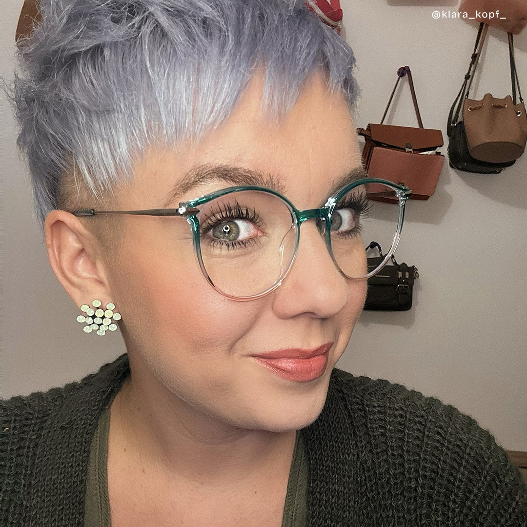 Yadejah Grün-Rosa Kristall Cateye Brille4