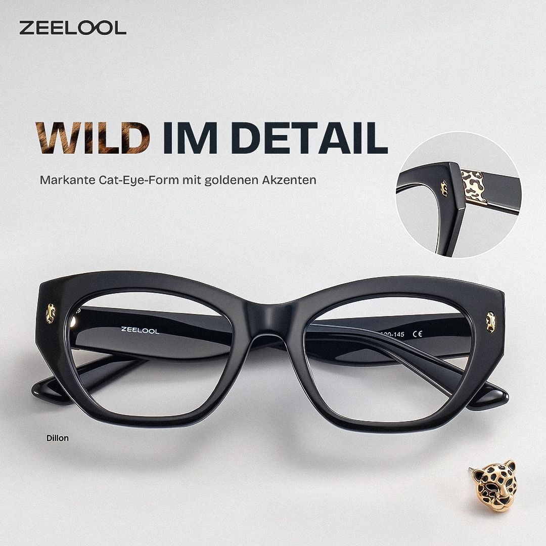 Dillon Schwarze Cateye-Brille | ZEELOOL1