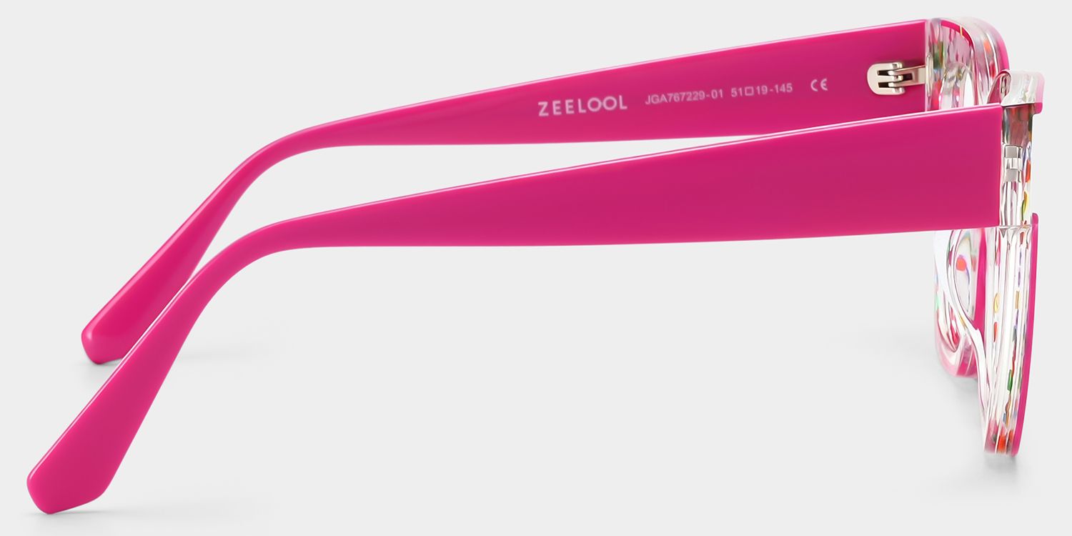 Zerica Rosa-Rot Quadratisch Acetat Brille5