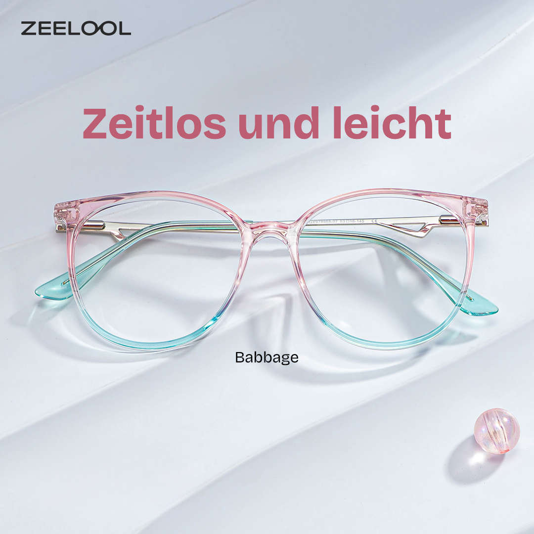 Babbage Rosa-Grün Rund Brille0