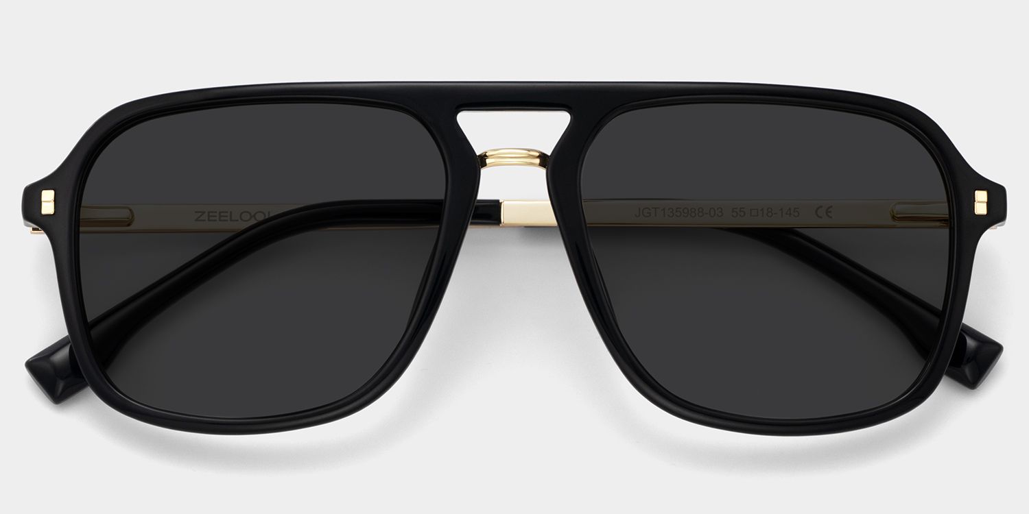 Berkeley Schwarz Aviator Sonnenbrille, die Dein Gesicht umrahmen | ZEELOOL1