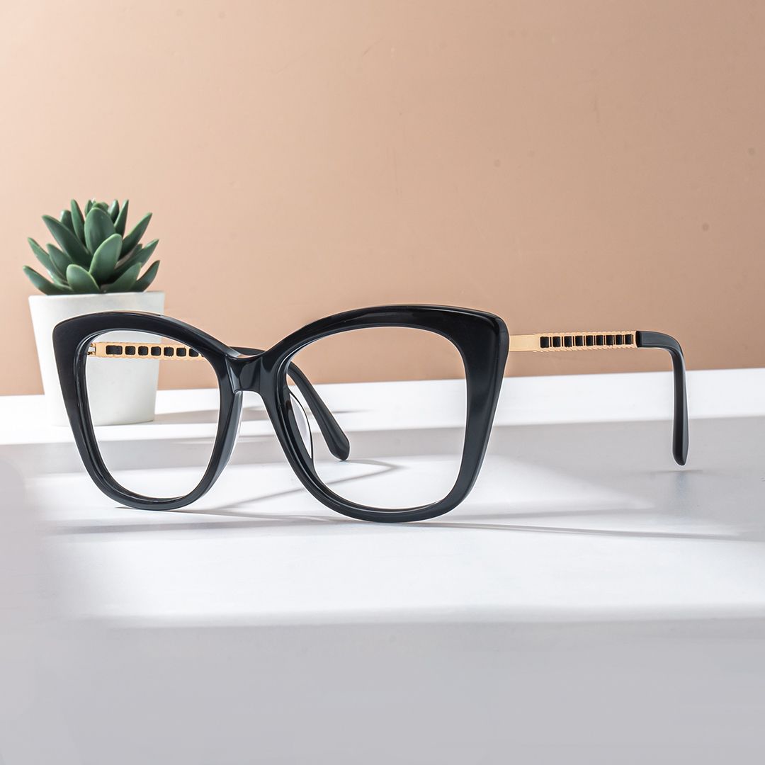 Deangela Schwarz Cateye Gemischte-Materialien Brille0