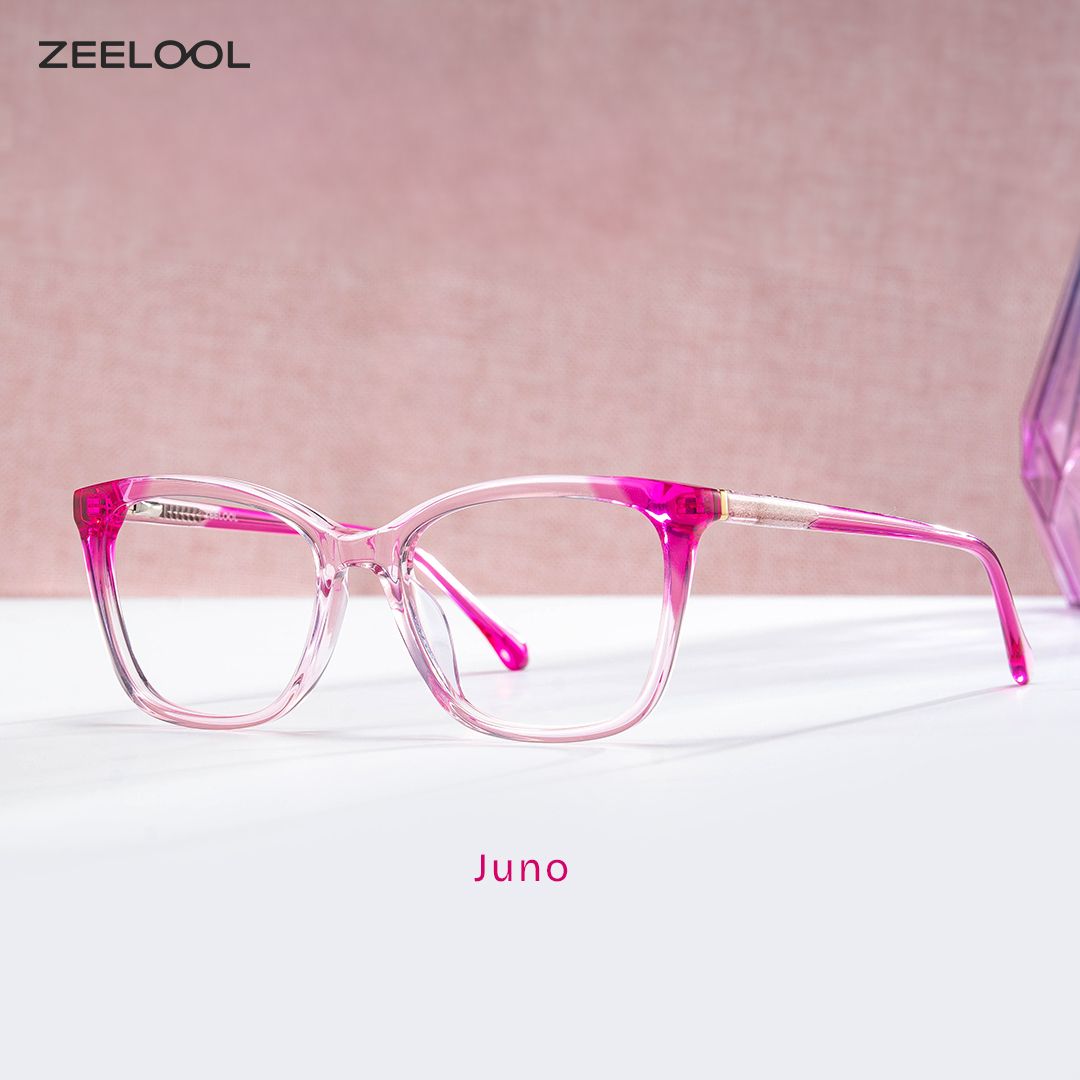Juno Rosa Rechteckig Brille1