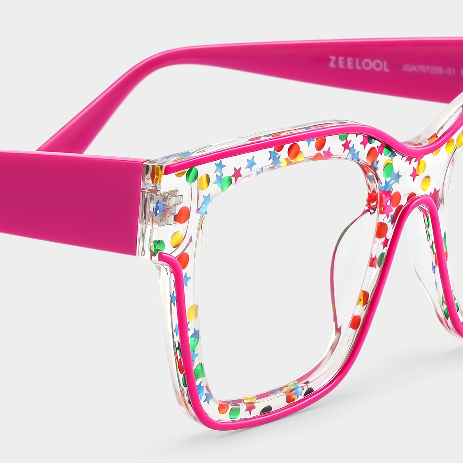Zerica Rosa-Rot Quadratisch Acetat Brille6