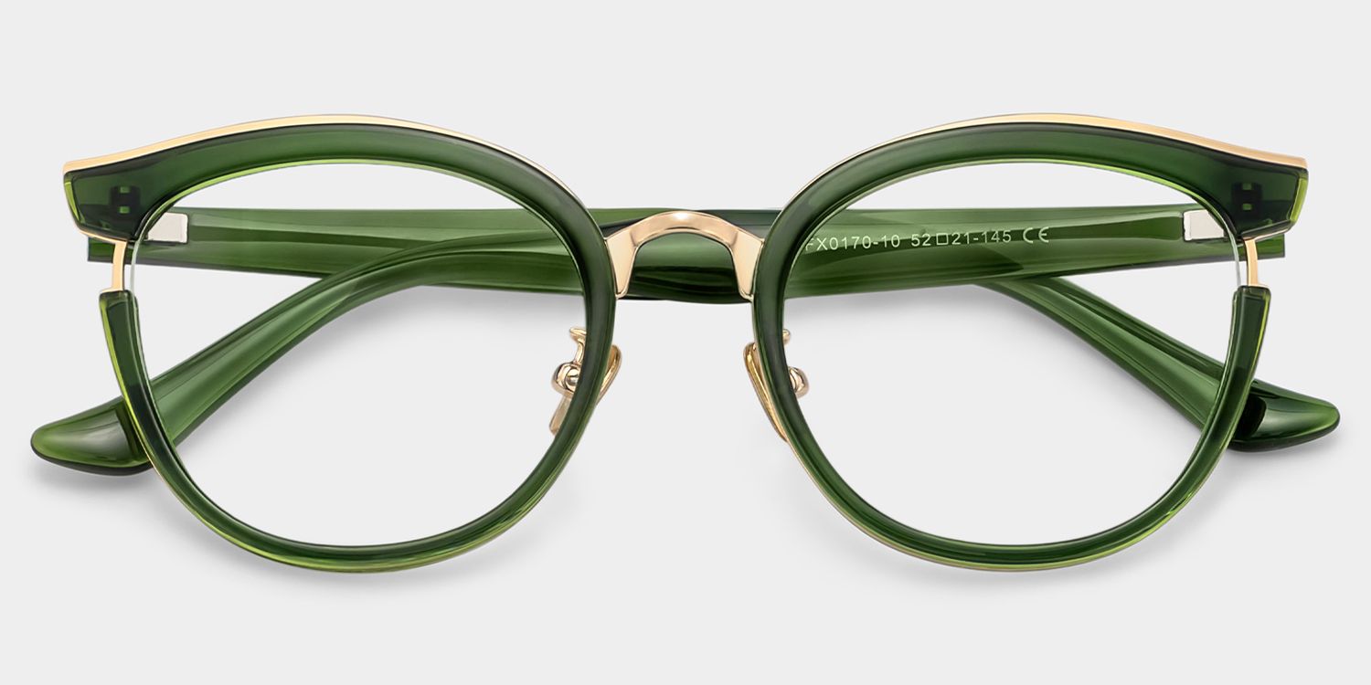Laraine Grün-Gold Cateye Brille1